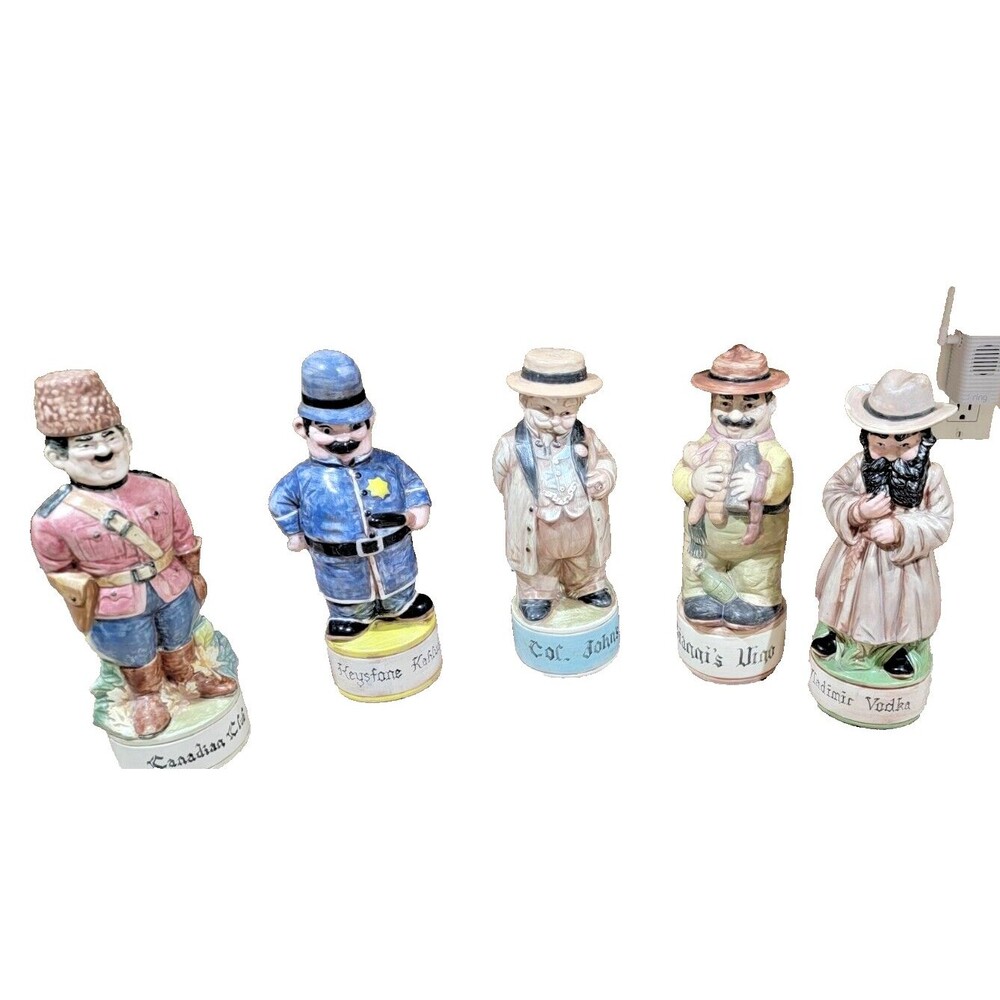 5 Vintage 1970s Alberta's Mold Hand Painted Ceramic Liquor Decanters w Lids - Picture 2 of 16